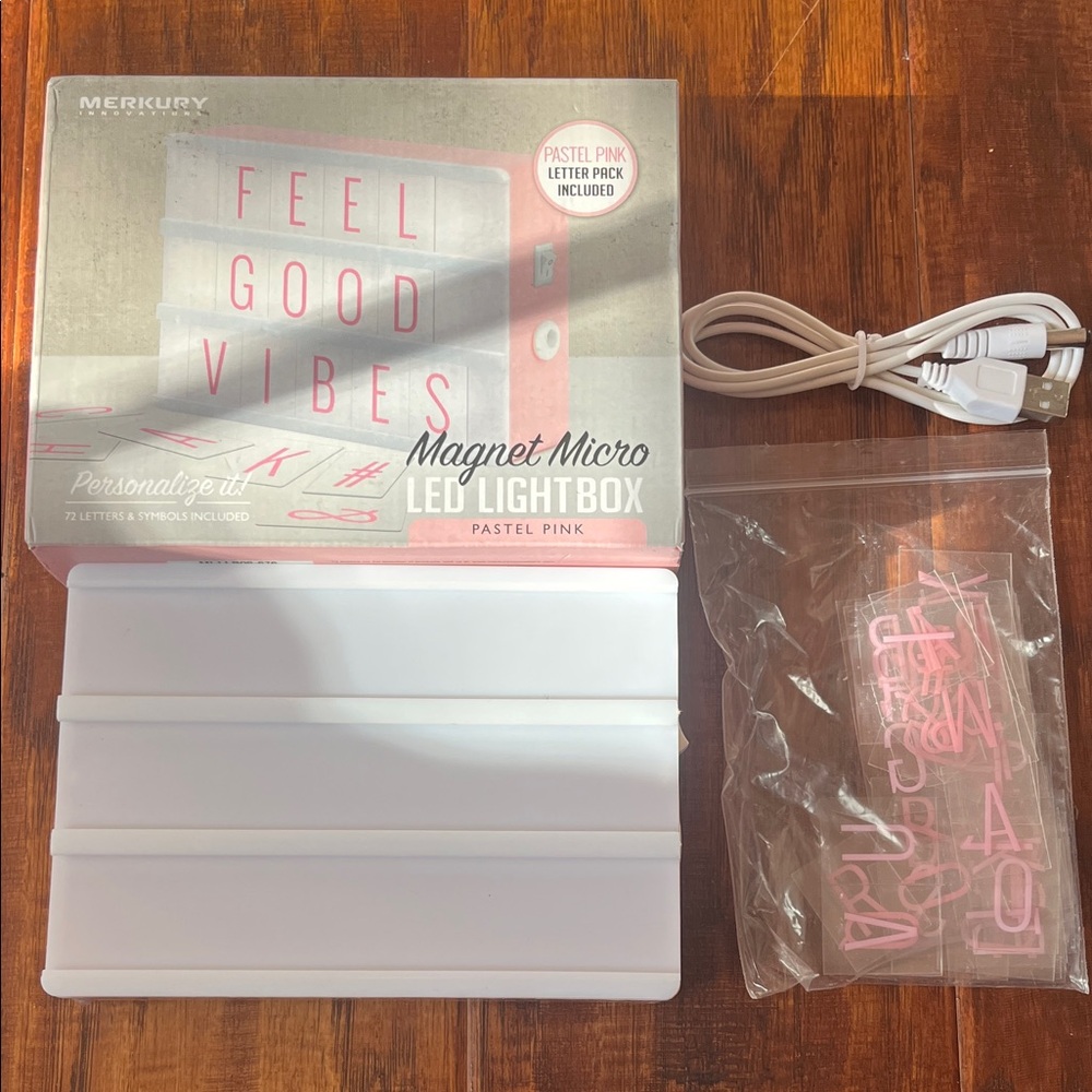 Magnet Micro LED Light Box w/Letters & Numbers in Pastel Pink
